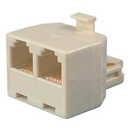 ALLEN TEL T Adapter-(1) 2 Cond/6 Position Jack, (1) 4 Cond/6 Position Plug Ivory AT267C-WE